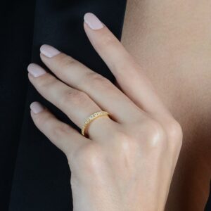 Anel Aparador  Ouro 24k e  Zircônia.