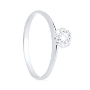 Anel Celine  Ouro branco e zircônia.