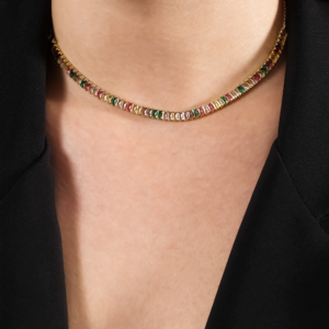 Colar Chocker de Pedras Coloridas