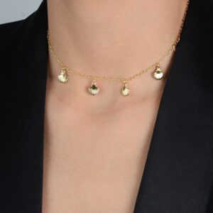Colar Conchas  Ouro 24k