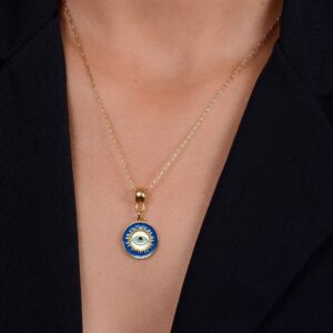 Colar  Medalha Olho Grego Ouro 24K.
