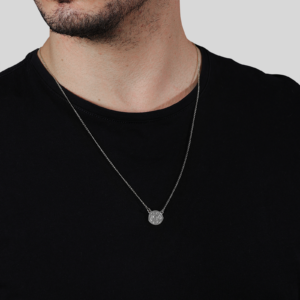 Escapulário Masculino Redondo São Jorge Ouro Branco