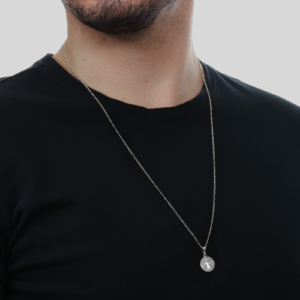 Pingente Medalha de São Jorge no Ródio