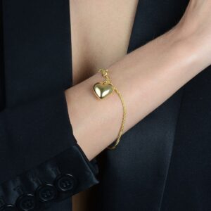 Pulseira Serenata em Cordão Baiano com Coração Banhado a Ouro