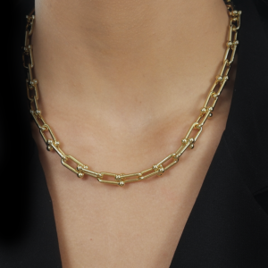 Colar Chocker Corrente Elos Largos  Ouro 24K.