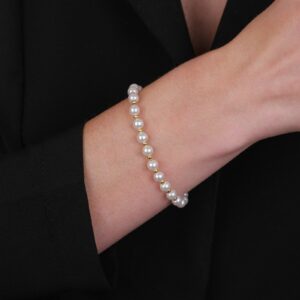 Pulseira Angélica de Pérolas e Bolinhas Banhado a Ouro