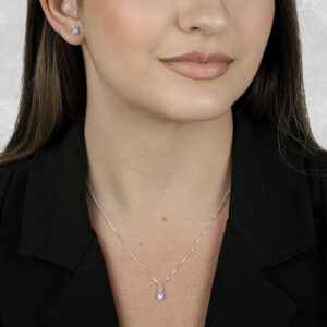 Conjunto de Gota Roxa em Prata 925 e Zircônia