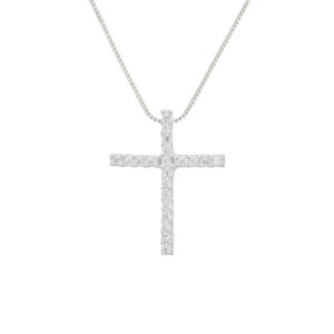Colar de Cruz Celestial Cravejada de Zircônias em Prata 925